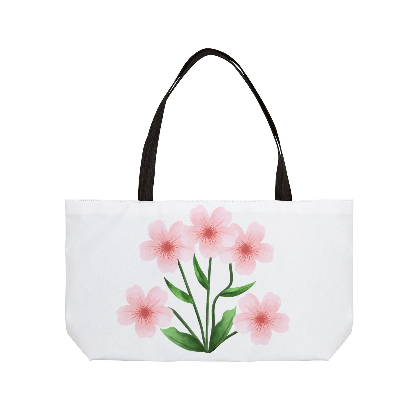 Pink Blossom Weekender Tote Bag — Floral Canvas Travel Tote
