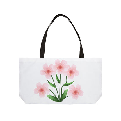 Pink Blossom Weekender Tote Bag — Floral Canvas Travel Tote