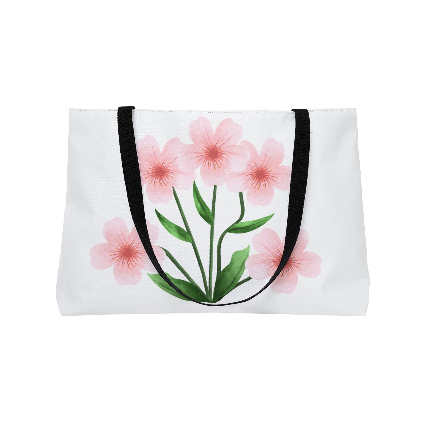 Pink Blossom Weekender Tote Bag — Floral Canvas Travel Tote