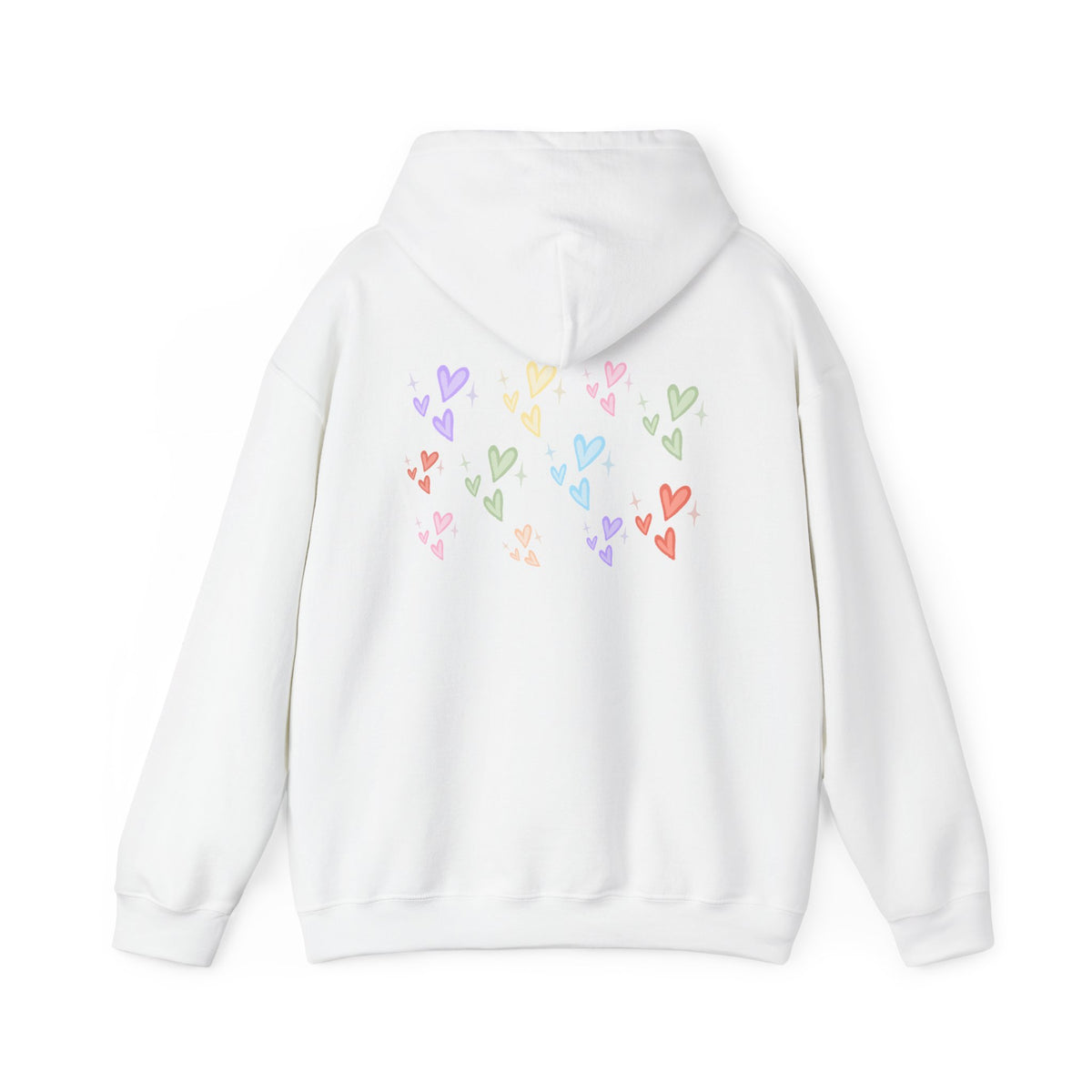 Pastel Heart Hoodie — Positive Message Rainbow Pullover