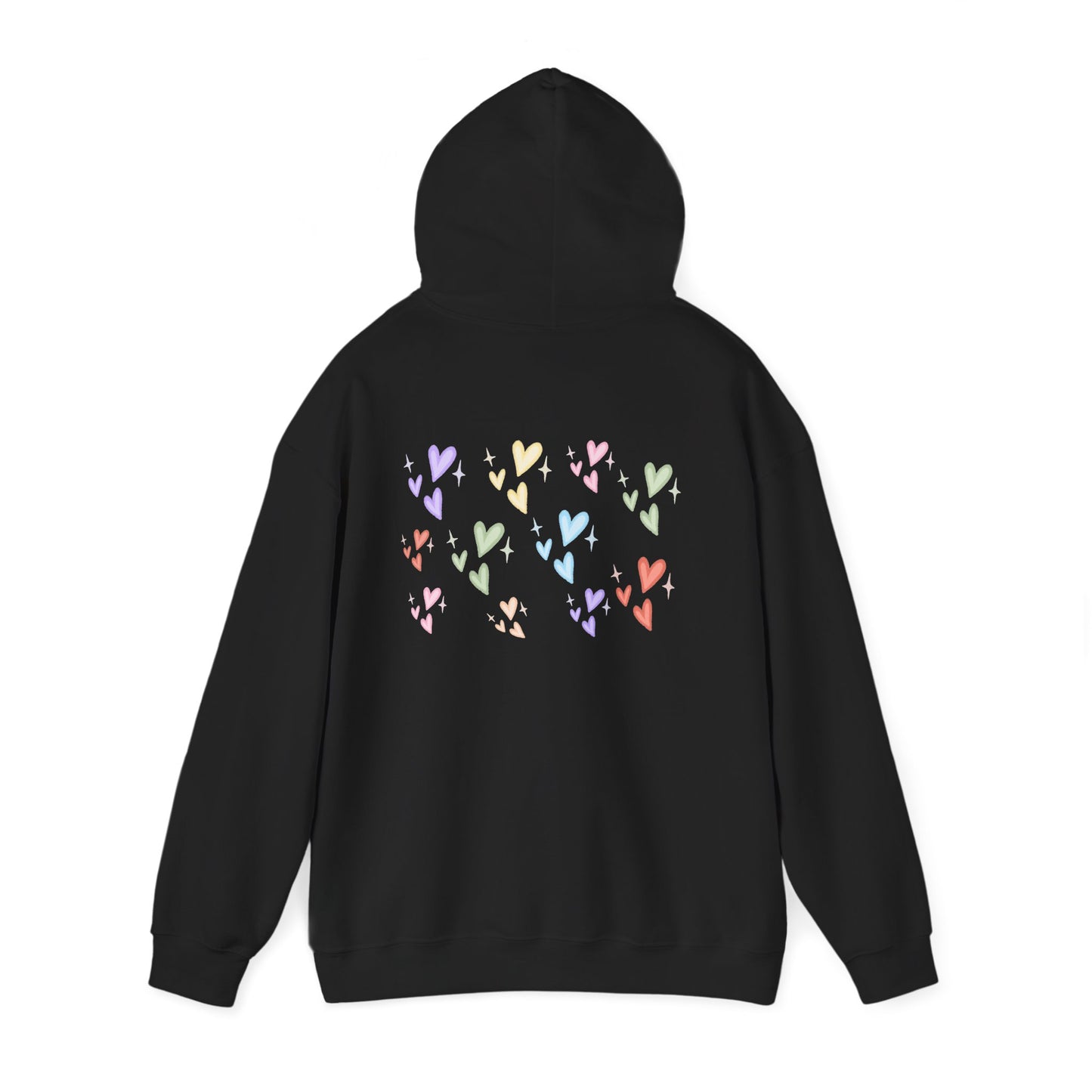 Pastel Heart Hoodie — Positive Message Rainbow Pullover