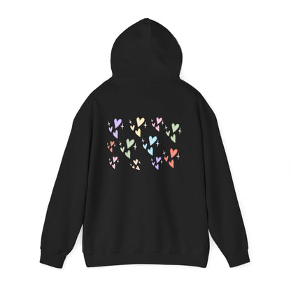 Pastel Heart Hoodie — Positive Message Rainbow Pullover