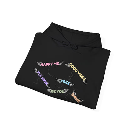 Pastel Heart Hoodie — Positive Message Rainbow Pullover