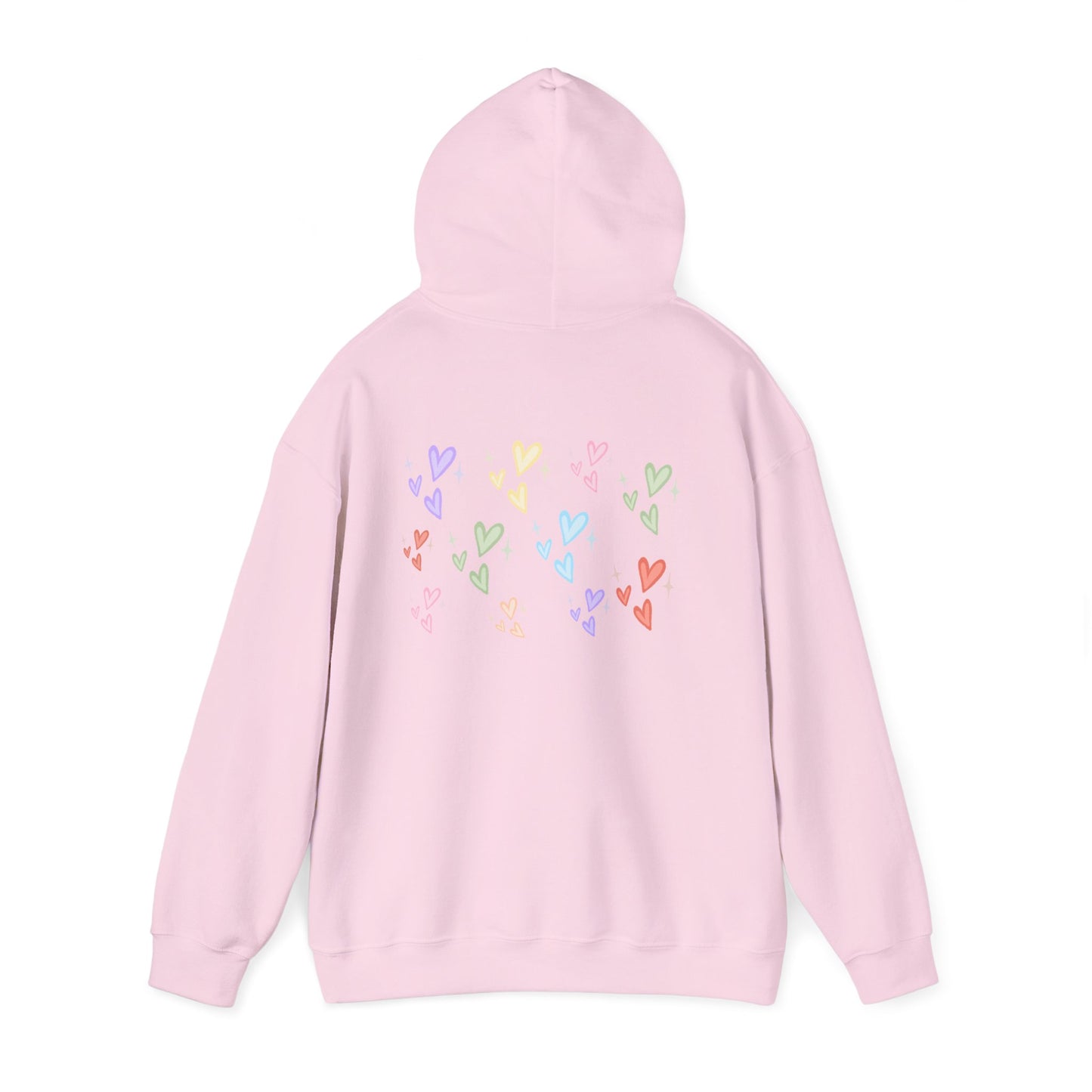 Pastel Heart Hoodie — Positive Message Rainbow Pullover