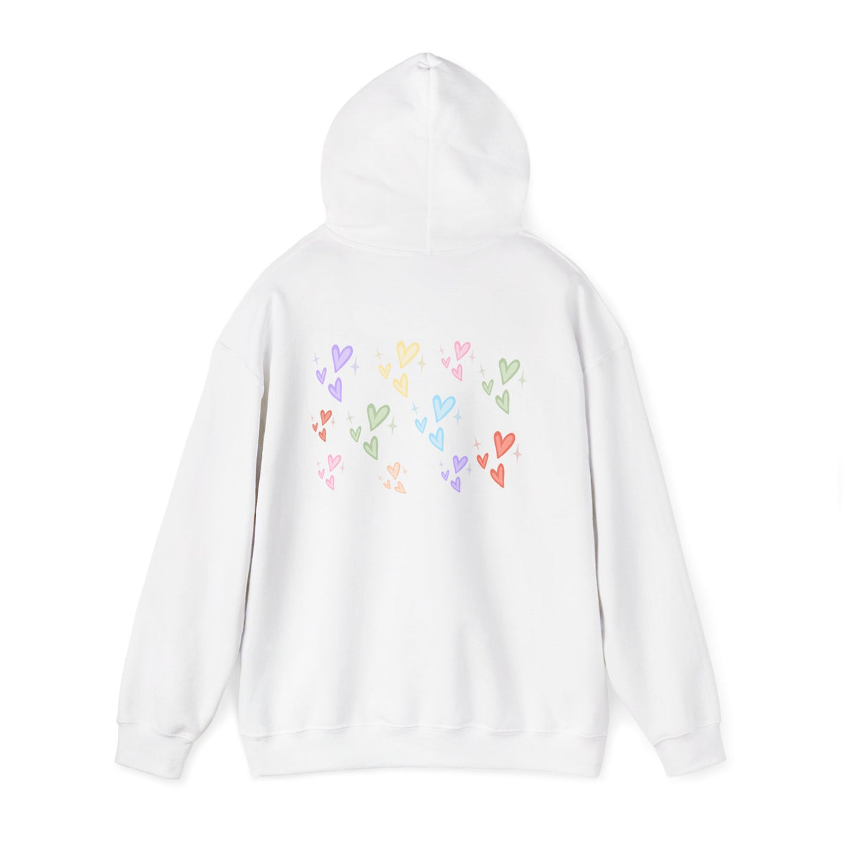 Pastel Heart Hoodie — Positive Message Rainbow Pullover