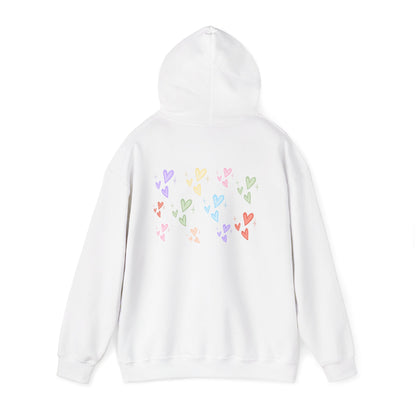 Pastel Heart Hoodie — Positive Message Rainbow Pullover