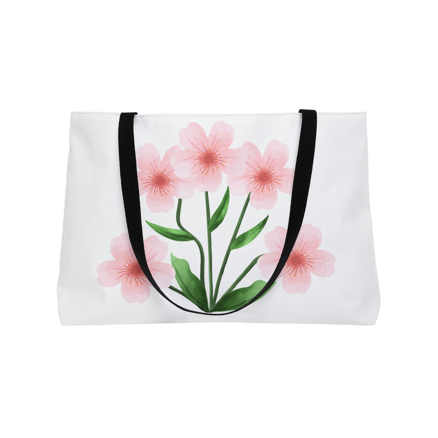 Pink Blossom Weekender Tote Bag — Floral Canvas Travel Tote