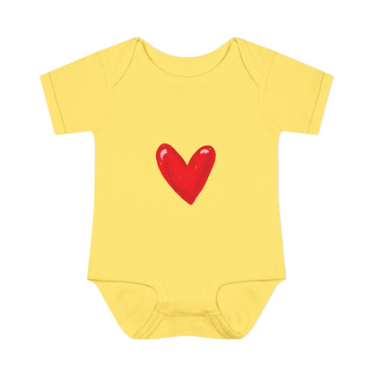 Baby Heart Bodysuit – Red Heart Front & “BOOM! BOOM! He, the sound of my heart” Back
