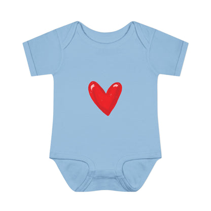 Baby Heart Bodysuit – Red Heart Front & “BOOM! BOOM! He, the sound of my heart” Back