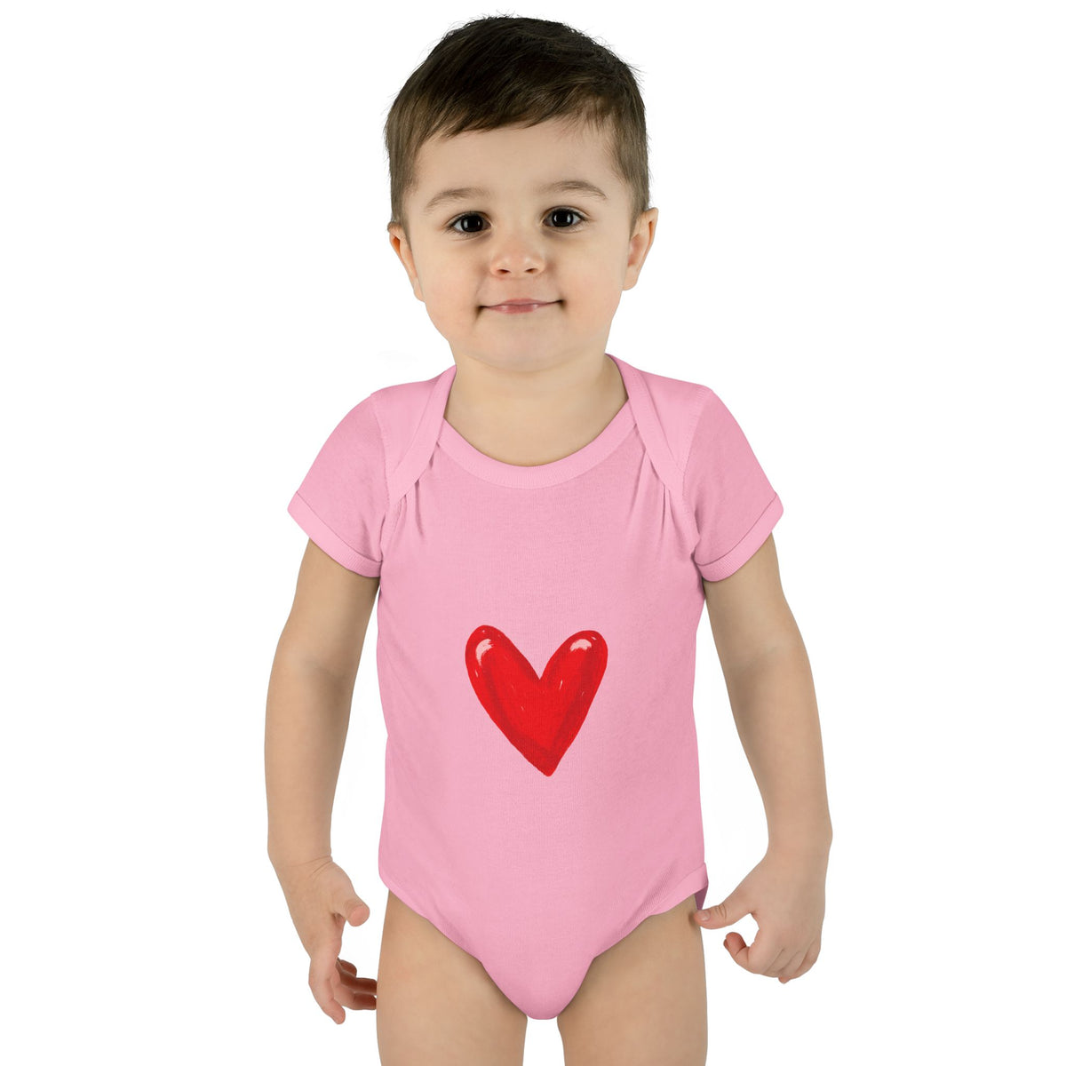 Baby Heart Bodysuit – Red Heart Front & “BOOM! BOOM! He, the sound of my heart” Back
