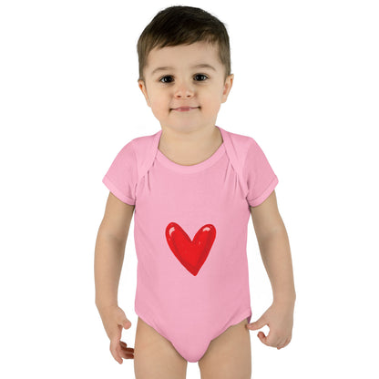 Baby Heart Bodysuit – Red Heart Front & “BOOM! BOOM! He, the sound of my heart” Back