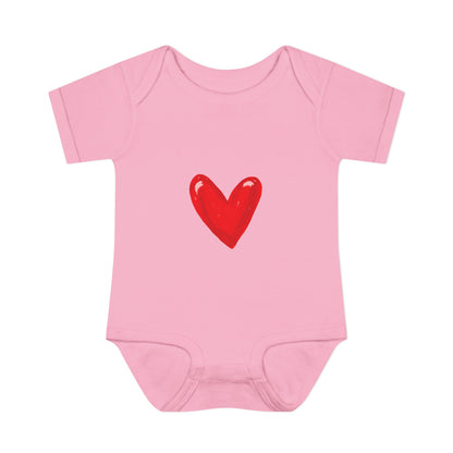 Baby Heart Bodysuit – Red Heart Front & “BOOM! BOOM! He, the sound of my heart” Back