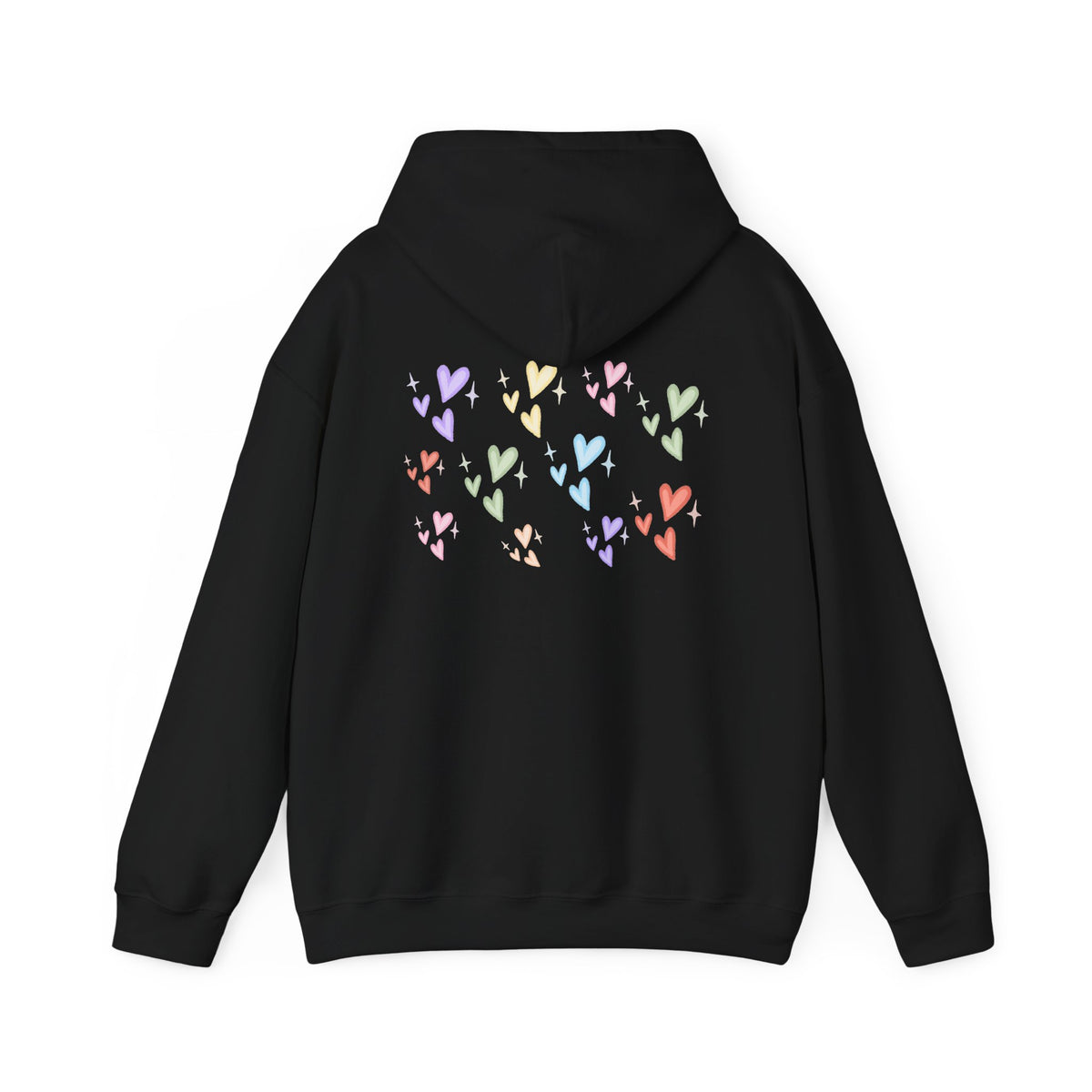 Pastel Heart Hoodie — Positive Message Rainbow Pullover