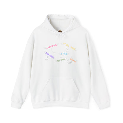 Pastel Heart Hoodie — Positive Message Rainbow Pullover