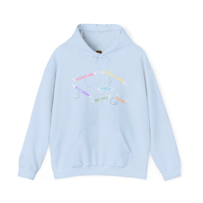 Pastel Heart Hoodie — Positive Message Rainbow Pullover