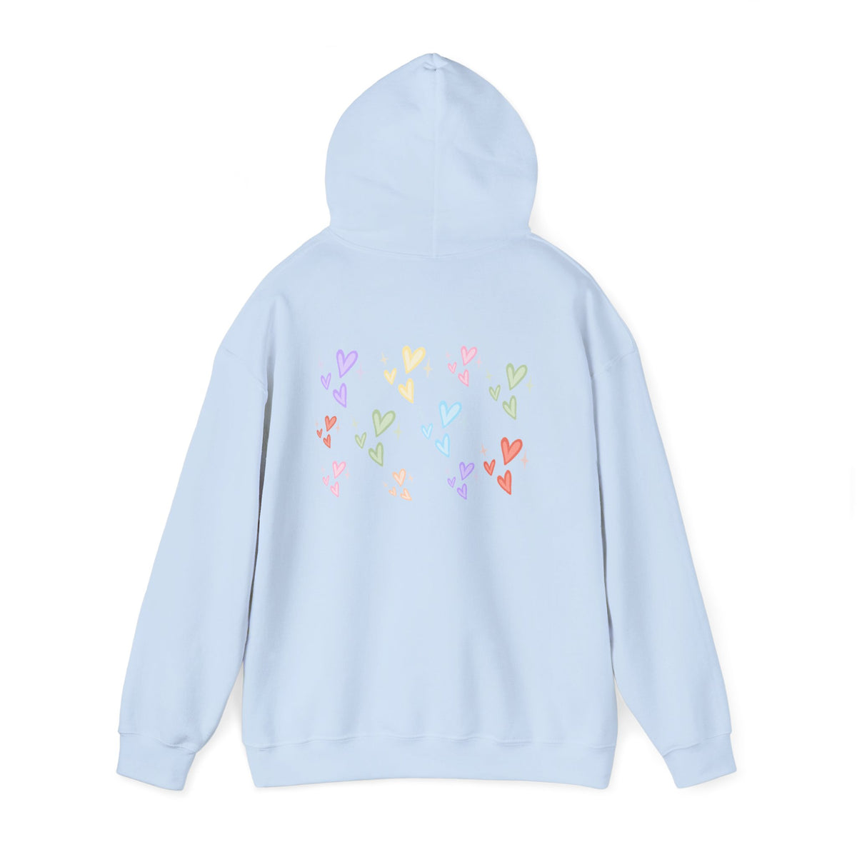 Pastel Heart Hoodie — Positive Message Rainbow Pullover