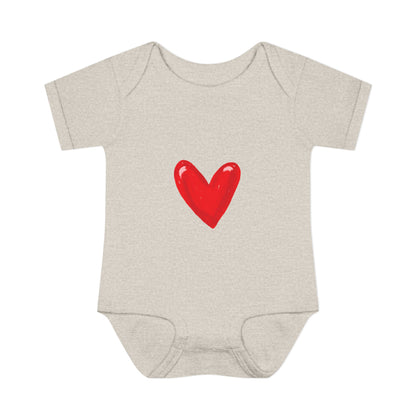 Baby Heart Bodysuit – Red Heart Front & “BOOM! BOOM! He, the sound of my heart” Back