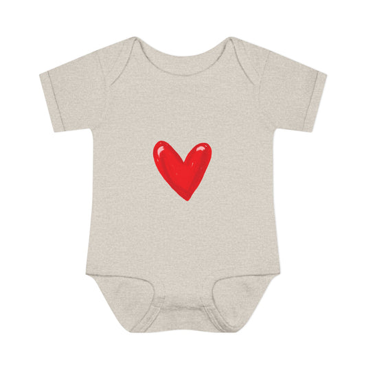 Baby Heart Bodysuit – Red Heart Front & “BOOM! BOOM! He, the sound of my heart” Back