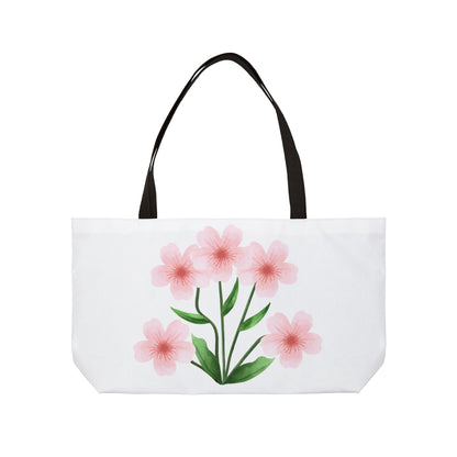 Pink Blossom Weekender Tote Bag — Floral Canvas Travel Tote