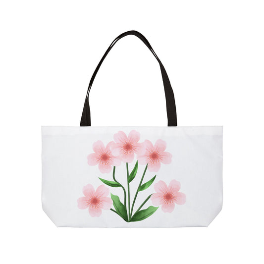 Pink Blossom Weekender Tote Bag — Floral Canvas Travel Tote