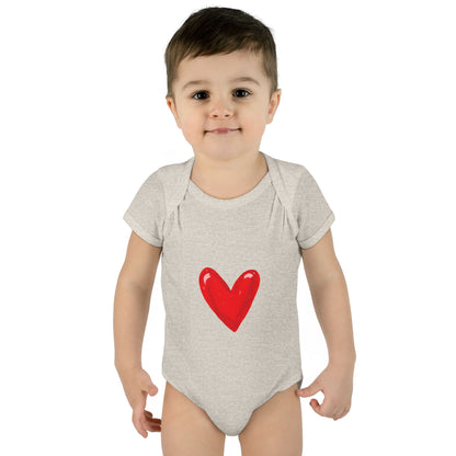 Baby Heart Bodysuit – Red Heart Front & “BOOM! BOOM! He, the sound of my heart” Back