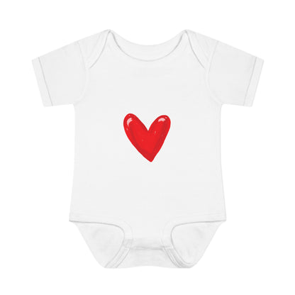 Baby Heart Bodysuit – Red Heart Front & “BOOM! BOOM! He, the sound of my heart” Back
