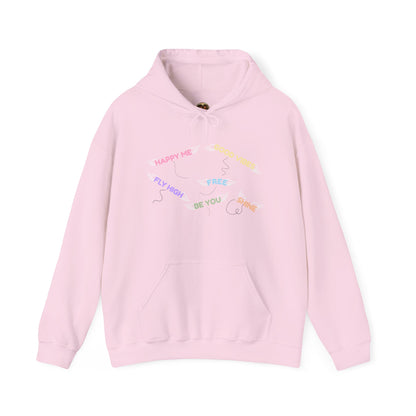 Pastel Heart Hoodie — Positive Message Rainbow Pullover