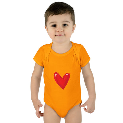 Baby Heart Bodysuit – Red Heart Front & “BOOM! BOOM! He, the sound of my heart” Back