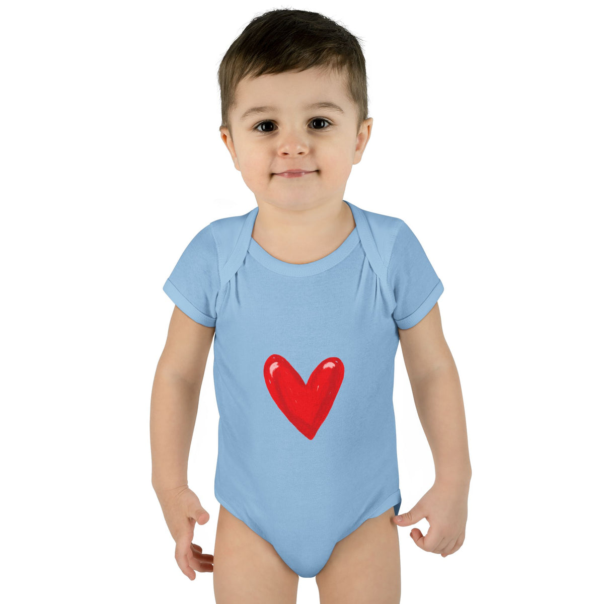 Baby Heart Bodysuit – Red Heart Front & “BOOM! BOOM! He, the sound of my heart” Back