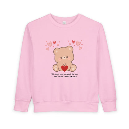 Toddler Sweatshirt — Cute Bear Holding Heart Kids Pullover ("This Teddy Bear Carries All The Love...")