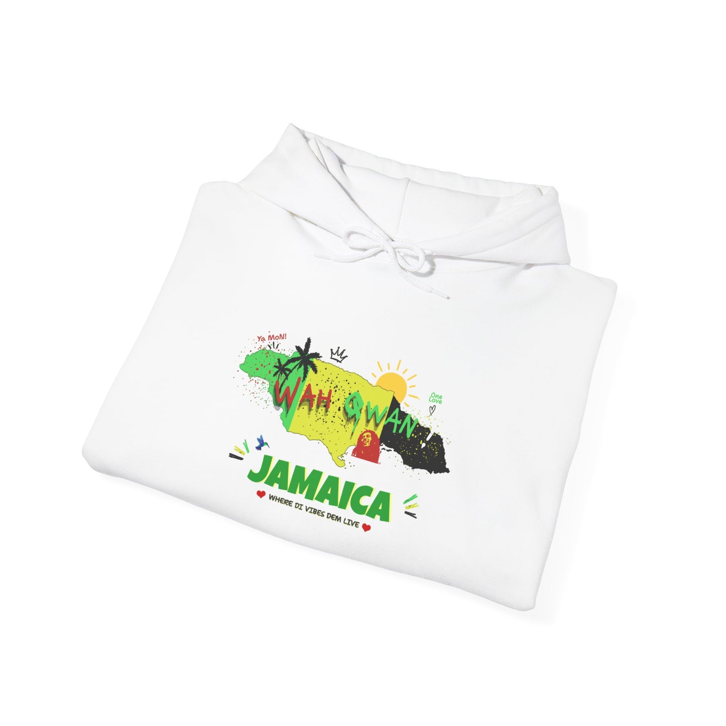 Jamaica Island Graphic Hoodie — Tropical Palm Sunset Design